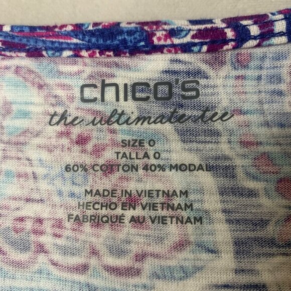 Chico's Long Sleeve Outline Floral Open Front Cardigan Sweater Sz 0 (Small 4-6) - Picture 4 of 9